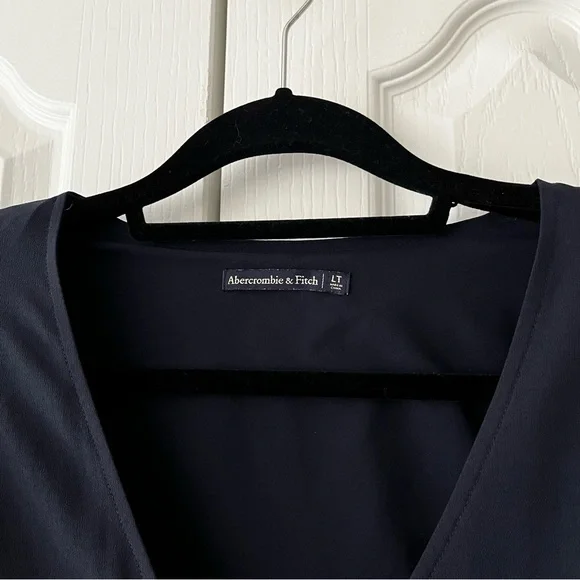 Abercrombie & Fitch Navy Chiffon Wrap Surplice 3/4 Sleeve Dress Large - Picture 5 of 9